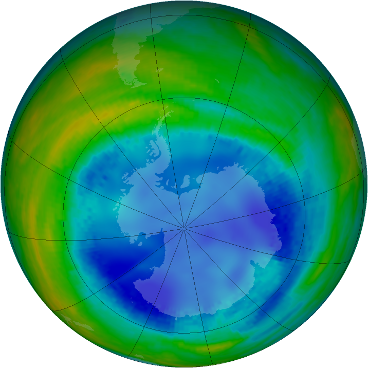 Antarctic ozone map for 12 August 2003
